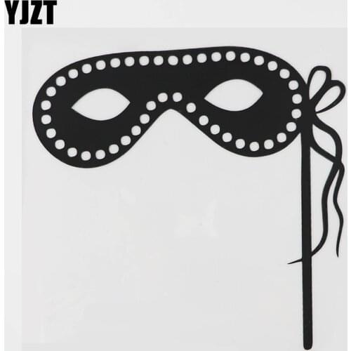 YJZT 14.7CM×14.4CM Lovely Masquerade Mask Decal Vinyl Car Sticker Black/Silver 8A-1177