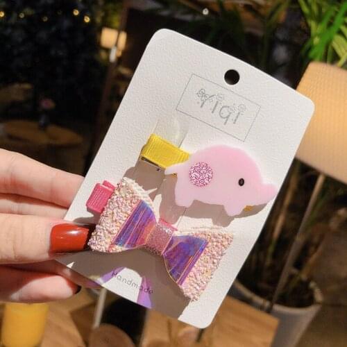 2Pc/Set Cartoon Hair Clip Lovely Candy Colors Bow Girl Hair Accessoires Handmade Birthday Gift Barrette