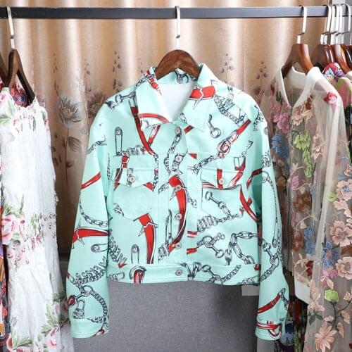 Womens Outerwear 2021 Spring Ladies Retro Floral Button Bomber Outwear Elegant Casual Short Coats and Jackets