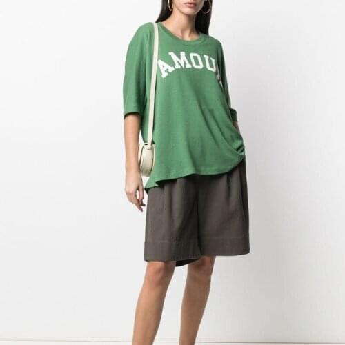 Women Loose O-Neck Casual Brand Cotton Short Sleeve T-Shirt Female Casual Brand High Street Letter Print Tees Ladies Top ML026