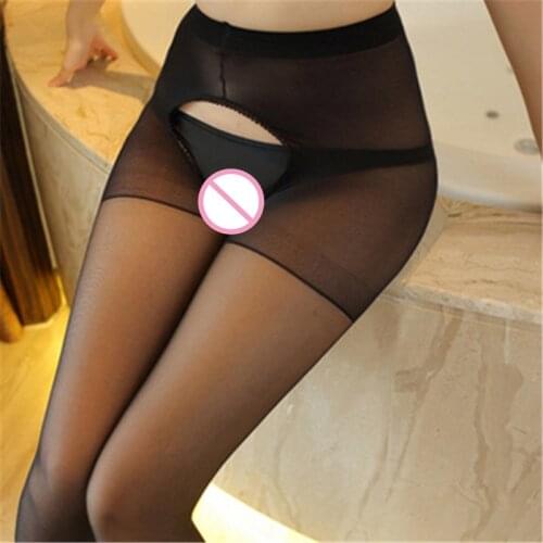 Hot Sexy Lingerie High Elastic Thin Tights Stockings Open Crotch Sexy Pantyhose Female Ultrathin Hosiery Free Size Fishnet Panty