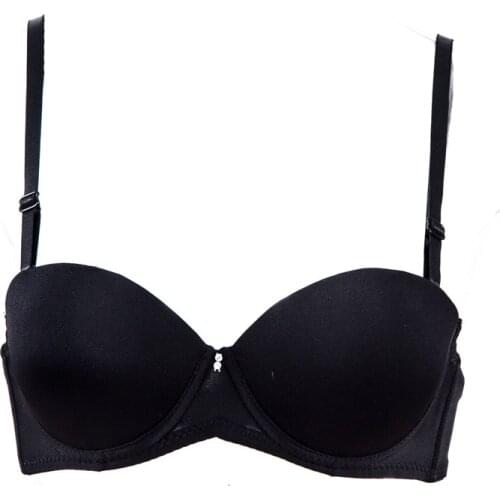 Sexy t shirt wedding Bra For Women thicken double half cup super Push Up Bra Lingerie 1/2 Cup adjustable Straps deep u bra 32-36