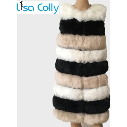 Women Autumn Winter Coat Overcoat Warm Fur Vest Jacket Sleeveless Faux Fur Vest Coat Women Patchwork Color Fake Fox Fur Vest