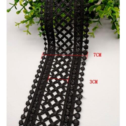 2Meters/Lot 70mm 75mm Black White Milk Silk Hollow Out Embroidered Water Soluble Lace Ribbon DIY Apparel Sewing Fabric Lace Trim