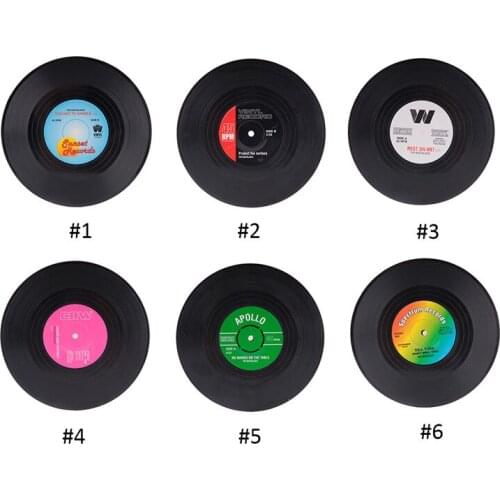 6 Pcs/ set Home Table Cup Mat Creative Decor Coffee Drink Placemat Spinning Retro Vinyl CD Record Drinks Coasters