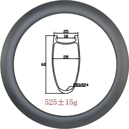 700c 60x25mm Clincher carbon rim disc brake U shape 25mm width UD 3k matte glossy 60mm deep 18H 20H 21H 24H 28H Road racing bike