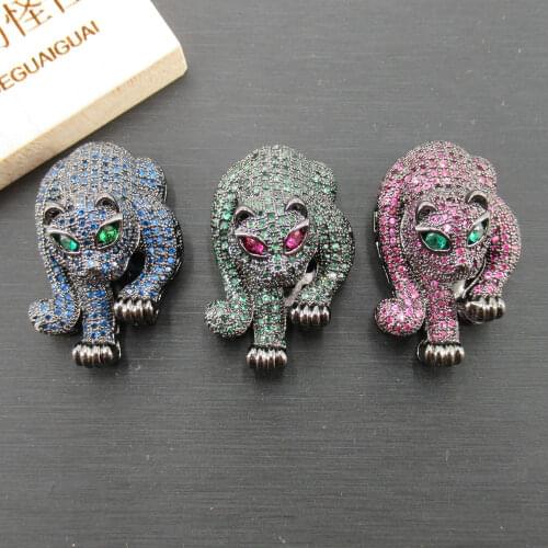 APDGG 22x34mm Gold plated cubic zircon CZ Leopard Crystal connector Tassel for necklace pendant Jewelry DIY Jewelry Findings