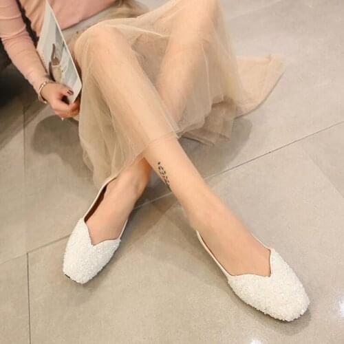 Plus Size 43 Loafer Shoes For Women Square Toe Black Silver Flats Shoes Female 2021 Autumn Bling Lazy Bean Shoes