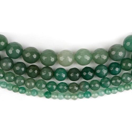 36-95pcs Faceted Bead 4 6 8 10mm Natural green stone beads For Jewelry Making Findings Necklace Bracelet Earrings Findings