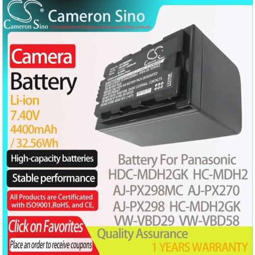 CameronSino Battery for Panasonic HDC-MDH2GK HC-MDH2 AJ-PX298MC AJ-PX270 fits Panasonic VW-VBD29 Digital camera Batteries 7.40V