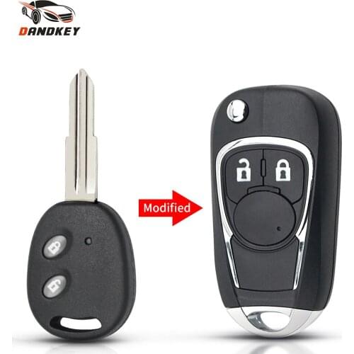 Dandkey For Chevrolet LOVA Sail Epica Lechi Spark Modified Flip 2 Buttons Remote Car Key Shell Uncut Left/Right Blade Blank Case