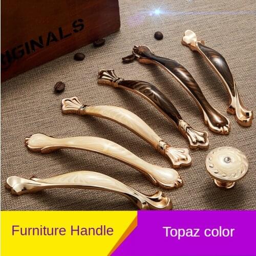 Black/Yellow Peach Wood Topaz Furniture Handle Bathroom Cabinet Door Handle Drawer Knob Home Decoration Zinc Alloy Hardware