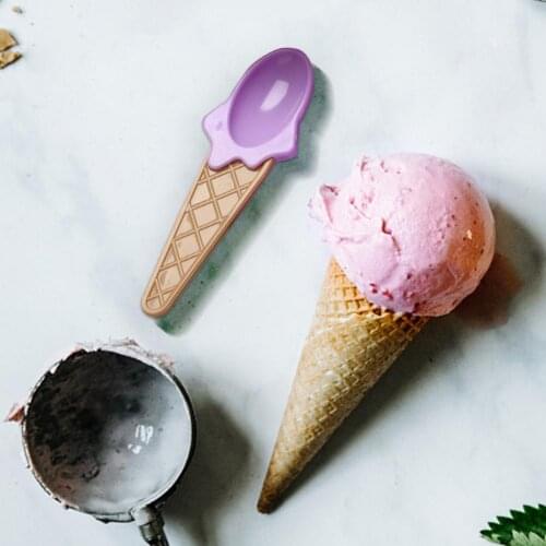 4Pcs Dessert Spoons Creative Spoon Eco-friendly Anti-deform Plastic Small Ice Cream Spoon Digging Spherical Shape Cream Tools