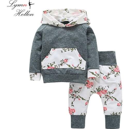 Children Set Girls Baby Clothes Two-piece Pants Hooded Floral Costumes Soft Cotton Long Sleeve Clothing Spring Autumn Play Mats