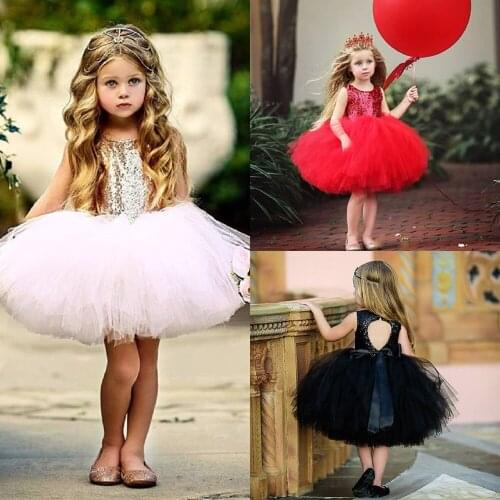 Kids Dress Toddler Kids Baby Girls Heart Sequins Party Princess Tutu Tulle Dress Outfits Fashion Sleeveless Dresses