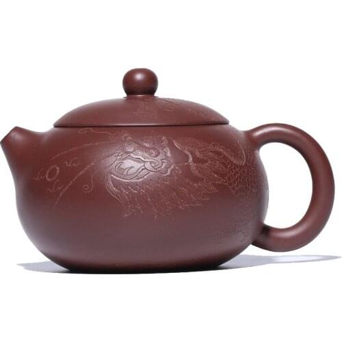 Purple Clay Teapot Yixing Original Ore Purple Vermilion Clay Hand-painted Dragon Pattern Xishi Purple Clay Teapot Handmade