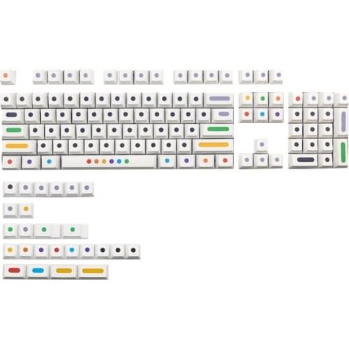 HX6A Gaming Keycaps Durable ABS PBT Keycap for Mechanical Keyboard Cherry Mx Switch128 Keys White Color Dots Keyset