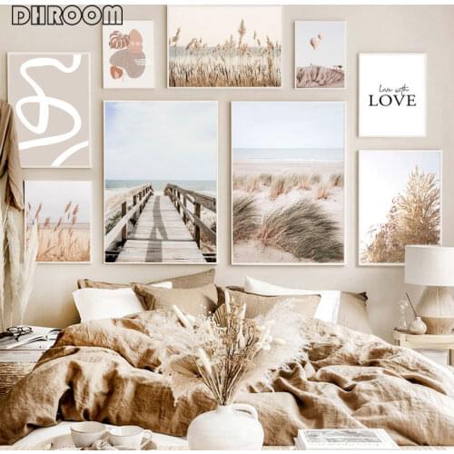 Reed Wild Plant Sand Nordic Posters and Prints Beach Wall Art Canvas Painting Wall Pictures for Living Room Decor Picrure Poster