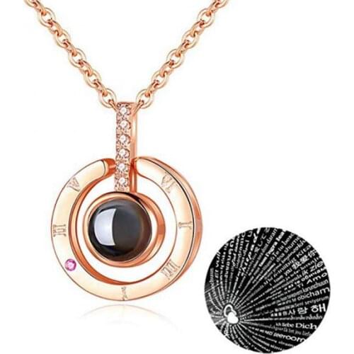 Classic Necklace I Love You 100 Languages Pendant Necklace Romantic Kolye Love Memory Collier Wedding Jewelry Bijoux