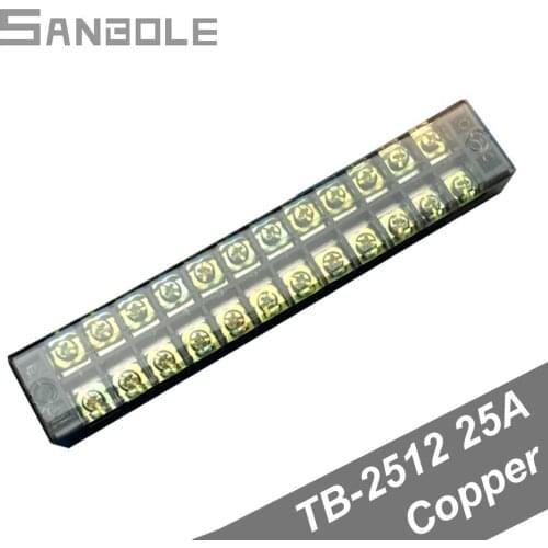 TBC-2512/TB-2512 Terminal Block Fixed Type 25A 600V 12 Position 12P 0.5-2.5mm2 Connection Electrical Copper