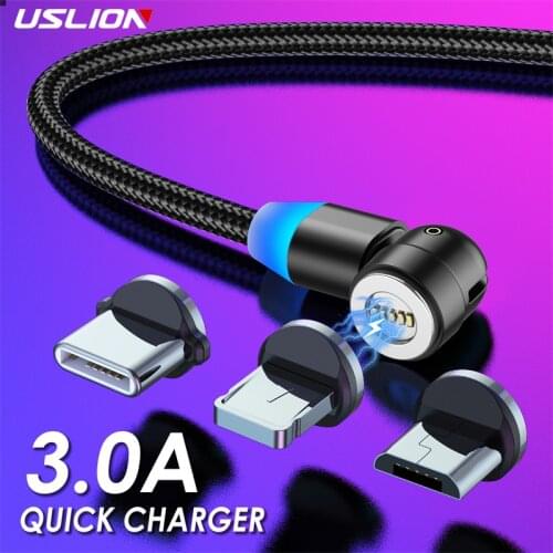 USLION Magnetic Cable usb 3A Fast Charging Type C Magnet Charge Micro For iPhone 12 11 XS XR X Plus Samsung Xiaomi Huawei usb c
