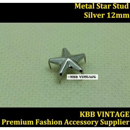 Punk DIY Metal Star Stud 12mm in Nickel Silver with 5 Prong Claws for Leather Craft/Bag/Shoe/Clothing/Jacket