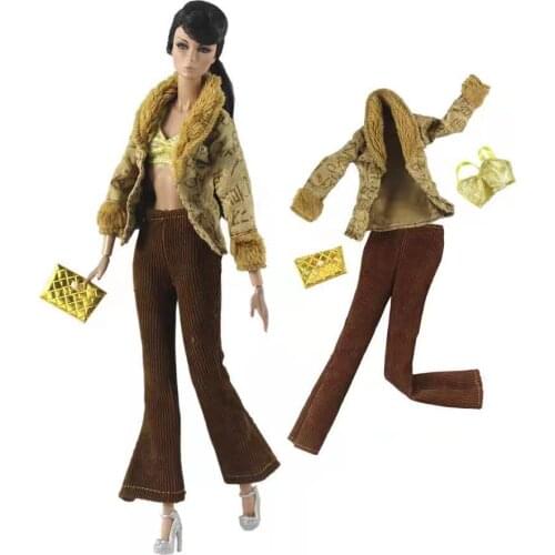 Fashion 11.5" Doll Clothes for Barbie Doll Outfits Sets Winter Coat Jacket Vest Pants Handbag 1/6 BJD Accessories Toys Girl Gift