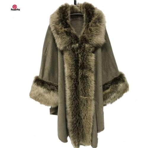 Fashion Luxury Faux Raccoon Fur Coat Turn-down Collar Fur Parka Cape Long Knit Cashmere Sweater Fur Party Outwear Women Winter