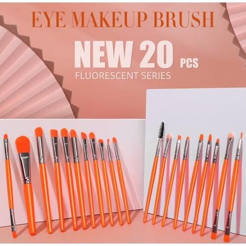 20 Fluorescent Color Makeup Brushes Set Blush Face Powder Eye Shadow Mascara Brush Lip Brush Makeup Tools Set