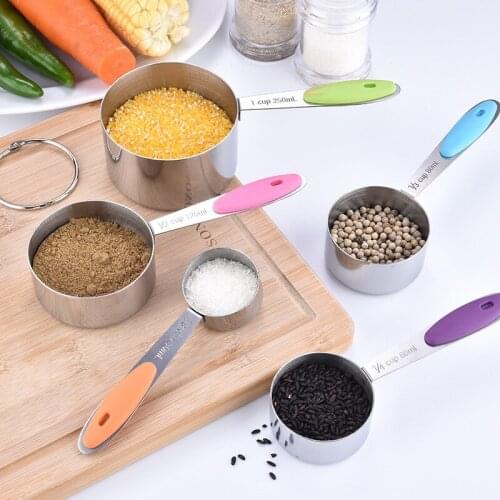 Stainless steel silicone handle measuring cups and spoons Set baking tool kitchen tools