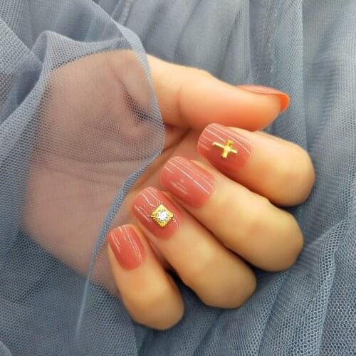 24pcs False Nail with Decoration Full Wraps Glue Type Nail Patch Manicure Supplies MH88