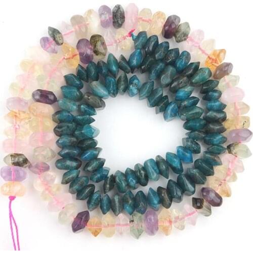 Natural Rhombus Gem Colorful Quartzs Crystal Blue Apatite Irregular Loose Spacer Beads For Jewelry Making DIY Perles Bracelet
