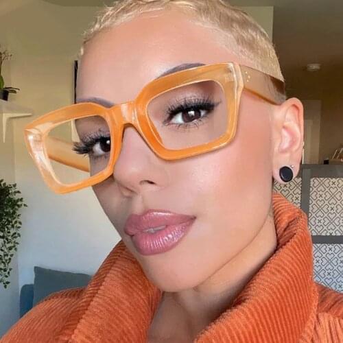 Fashion Women Eyewear Rivet Optical Eye Glasses Frames For Men Small Square Eyeglasses Male Transparent Orange Leopard Oculos