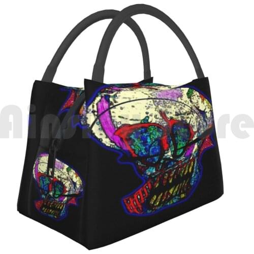 Portable Insulation Bag Smile Skull Smile Smile Skull Skull Colorful Teeth Rainbow Lines Cute New Simple