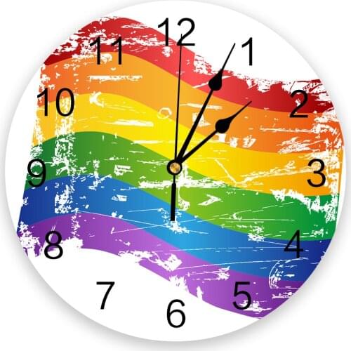 Rainbow Flag Lgbt Pride 3d Wall Clock Modern Design Farmhouse Decor Kitchen Vintage PVC Round Clock Living Room Decoration