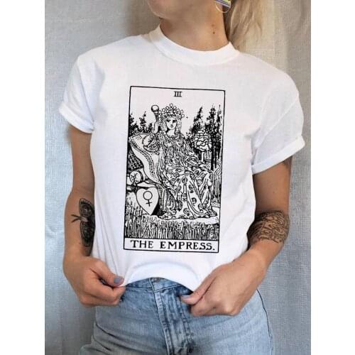 Sunfiz YF The Empress Tarot Card T shirt Major Arcana Fortune Telling Occult T Shirt Casual O-neck Casual For Woman Cotton Tee