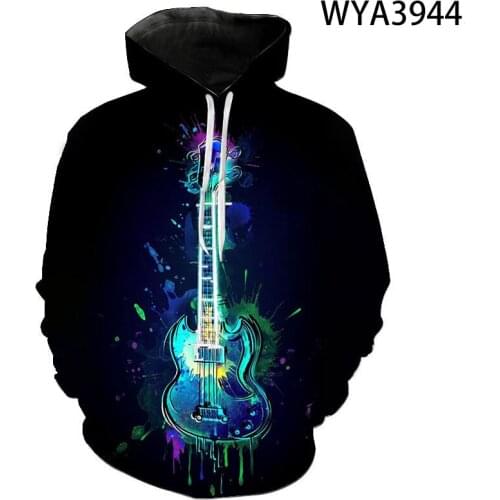 Spring And Autumn Guitar Sweatshirts Hoodies 3D Printed Boy Girl Kids Fashion Jacket Men Women Children Cotton Hoody Coat Tops