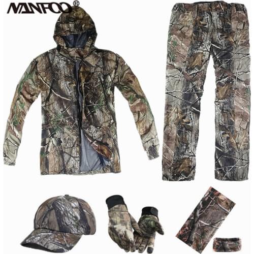 Spring Autumn Tree Camo Hunting Suit Waterproof Fishing Suit Tactical Outdoor Wildlife CS Clothes Hooded Jacket Pants