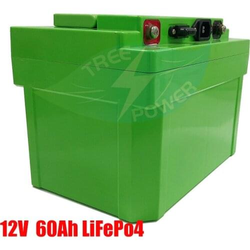Waterproof Lifepo4 12V 60AH lithium battery BMS 4s 12.8V for 600W inverter UPS lamp mobile power EV Equipment + 5A charger