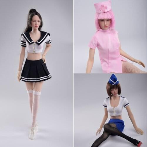 D-04A/B/C 1/6 Sexy Maid Suit School Uniform Play Costume Model Fit 12'' Soldier Action Figure Body