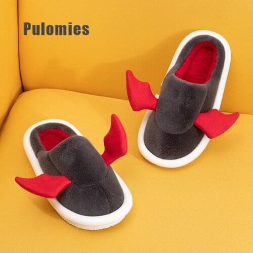 Winter Women Indoor Slipper Warm Short Plush Flip Flop Cute Halloween Gift Couple House Floor Female Men Home Bedroom Slippers