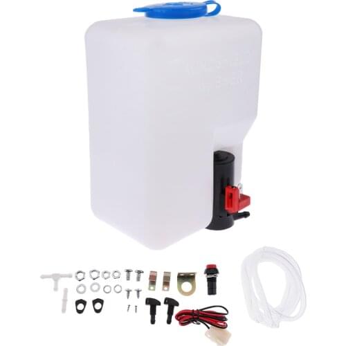 1 Set Washer Tank Pump Bottle Kit Universal Windshield Wiper Systems For 12V Universal Car SUV Auto Etc 7.3*5.1*3.9 Inch