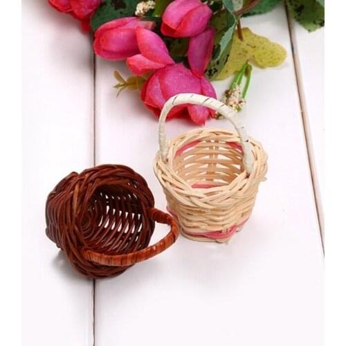 1PC Mini Rattan Weaving Storage Basket Fruit Rattan Storage Box for Cosmetics Tea Picnic Basket Organizer Kitchen Handicraft