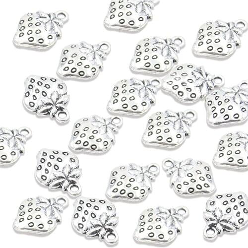 20PCS 10*15mm Picture Color Double Sided Strawberry Charms Fruits Pendant Metal Alloy DIY Necklace Bracelet Earrings Marking