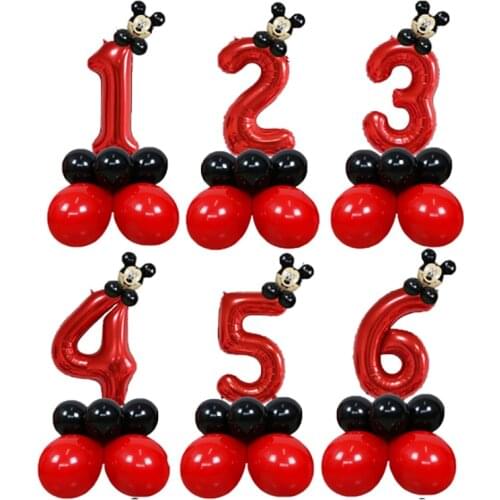 20pcs Disney Mickey mouse digital ballon Children Shower Birthday Anniversary Latex Aluminum Balloon Party Decor Set Supplies
