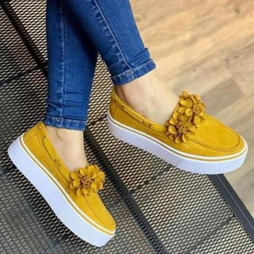 2021 Women Casual Shoes Canvas Platform Flowers Flats Heel Sneakers Round Toe Espadrilles Ladies Loafers Shoes Zapatos Mujer