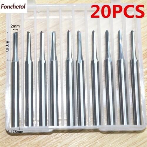 3.175mm*2.0mm*8mm-10pcs CNC solid carbide End Mill,tungsten woodworking insert router bit,2 Flutes Straight cutter,MDF,wood