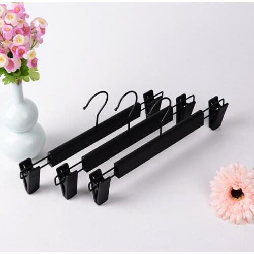 33 cm Fashion Simple Black Wooden Hanger with Clips for Bottom, Pants Hanger LX2005