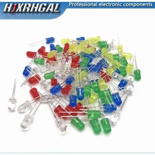5Colors*20PCS=100PCS 5mm LED Diode Light Assorted Kit Green Blue White Yellow Red COMPONENT DIY kit new original hjxrhgal