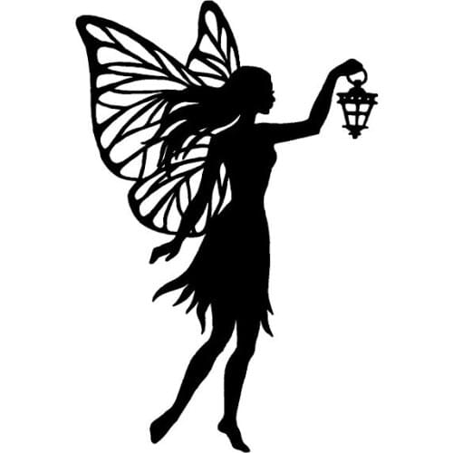 8.7*13CM Lost Fairy Angel Find The Way Decal Black/Silver Fashion Covering The Body Silhoutte Car Sticker Vinyl C20-1579